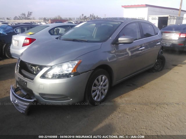 3N1AB7AP7EL684898 - 2014 NISSAN SENTRA S/SV/SR/SL GRAY photo 2