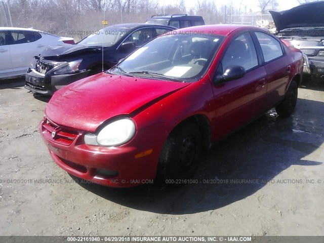 1B3AS46C32D595317 - 2002 DODGE NEON SE RED photo 2