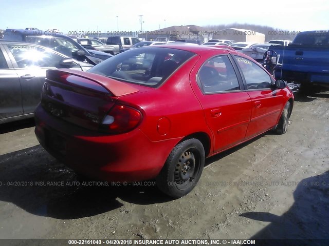 1B3AS46C32D595317 - 2002 DODGE NEON SE RED photo 4