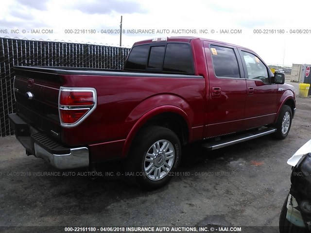 1FTFW1CF2CFA22100 - 2012 FORD F150 SUPERCREW RED photo 4