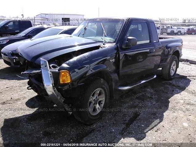 1FTZR45E73PA55484 - 2003 FORD RANGER SUPER CAB BLACK photo 2