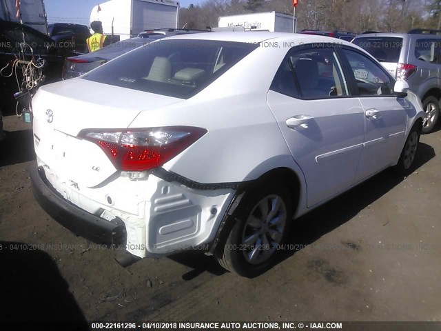 2T1BURHEXFC244772 - 2015 TOYOTA COROLLA L/LE/LE PLS/PRM/S/S PLS WHITE photo 4