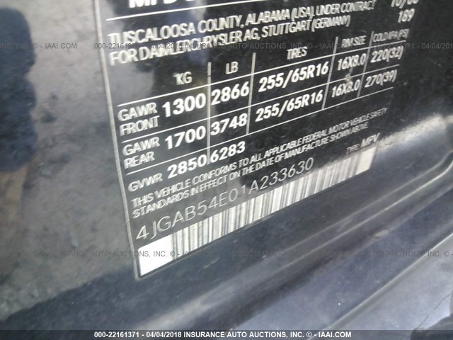 4JGAB54E01A233630 - 2001 MERCEDES-BENZ ML 320 Dark Blue photo 9