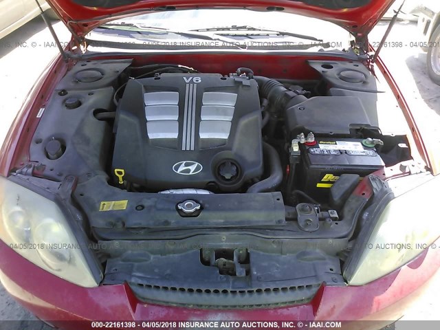 KMHHN65F73U065487 - 2003 HYUNDAI TIBURON GT RED photo 10