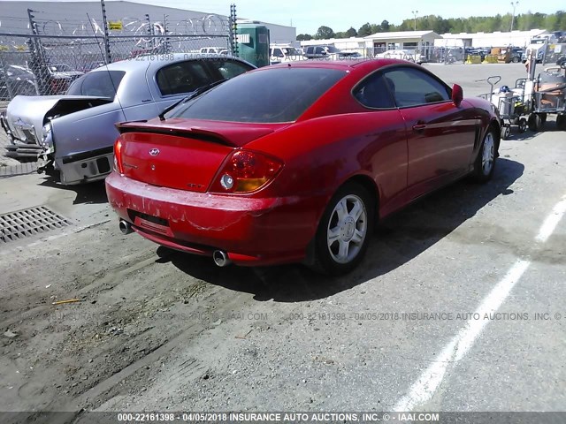 KMHHN65F73U065487 - 2003 HYUNDAI TIBURON GT RED photo 4