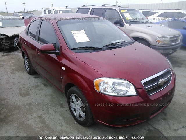 KL1TD56688B130853 - 2008 CHEVROLET AVEO LS RED photo 1