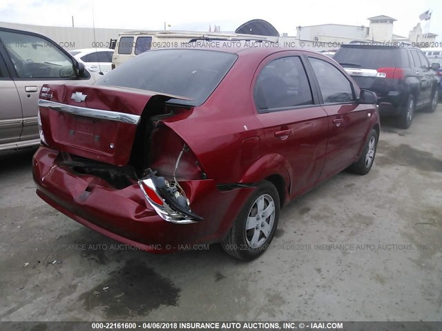 KL1TD56688B130853 - 2008 CHEVROLET AVEO LS RED photo 4