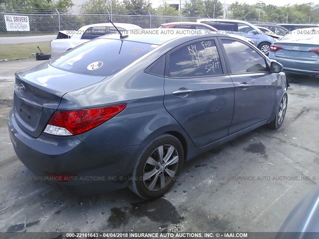 KMHCU4AE9CU266466 - 2012 HYUNDAI ACCENT GLS/GS/SE GRAY photo 4