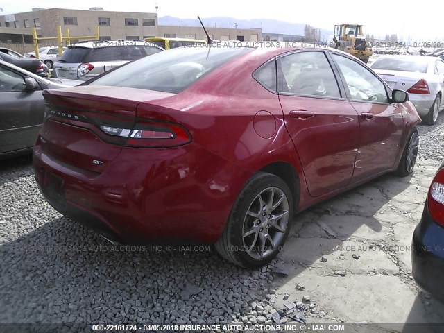 1C3CDFBA7DD345300 - 2013 DODGE DART SXT RED photo 4