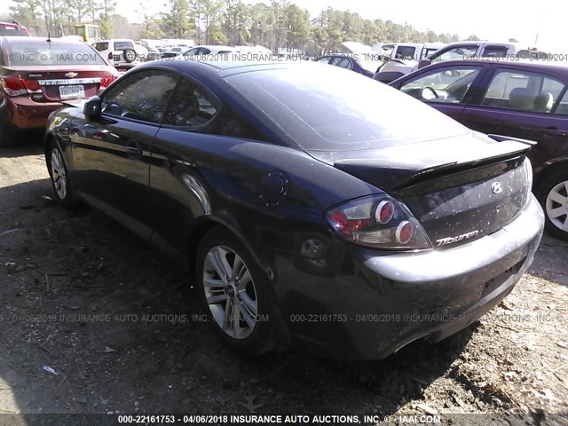 KMHHM66D38U291503 - 2008 HYUNDAI TIBURON GS BLACK photo 3