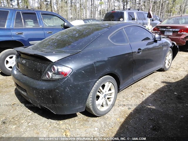 KMHHM66D38U291503 - 2008 HYUNDAI TIBURON GS BLACK photo 4