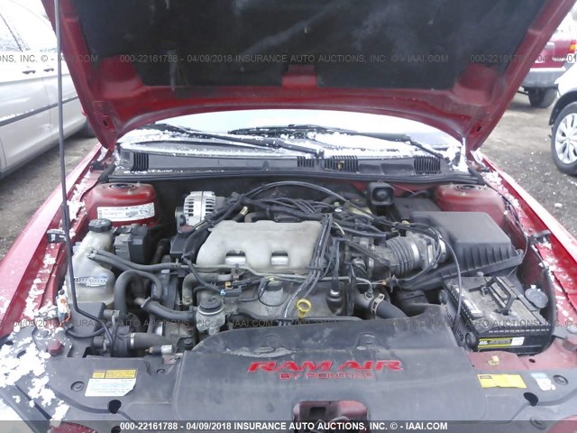 1G2NW12E6YM729745 - 2000 PONTIAC GRAND AM GT RED photo 10