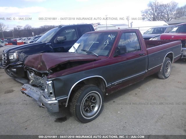 1GCCS14R9N0163629 - 1992 CHEVROLET S TRUCK S10 MAROON photo 2