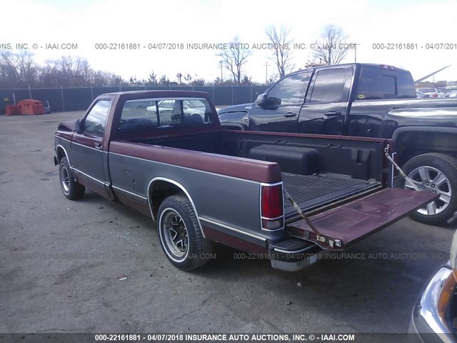 1GCCS14R9N0163629 - 1992 CHEVROLET S TRUCK S10 MAROON photo 3