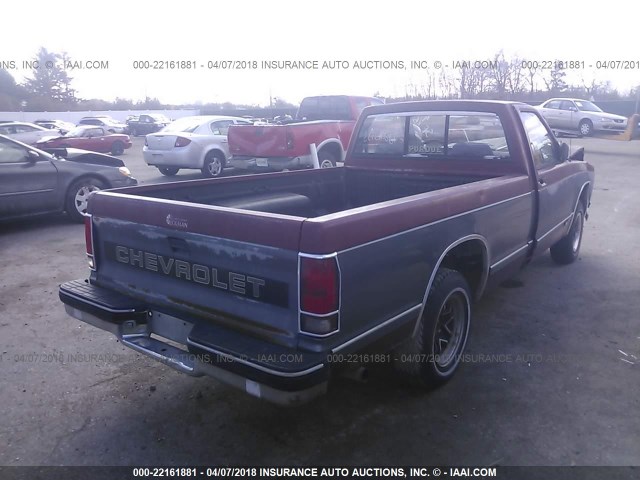 1GCCS14R9N0163629 - 1992 CHEVROLET S TRUCK S10 MAROON photo 4