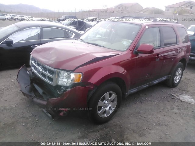 1FMCU0EG2CKA67615 - 2012 FORD ESCAPE LIMITED RED photo 2