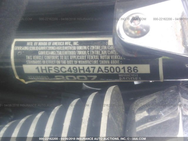 1HFSC49H47A500186 - 2007 HONDA VTX1800 N3 BLACK photo 10