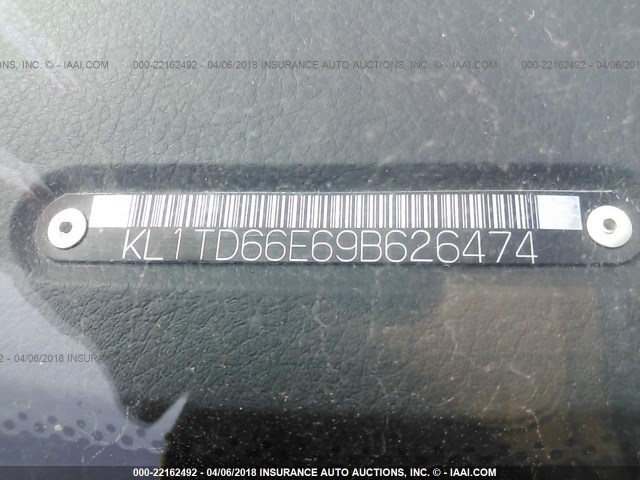 KL1TD66E69B626474 - 2009 CHEVROLET AVEO LS/LT 蓝色 照片 9