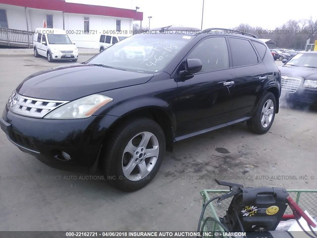 JN8AZ08W65W430630 - 2005 NISSAN MURANO SL/SE/S BLACK photo 2