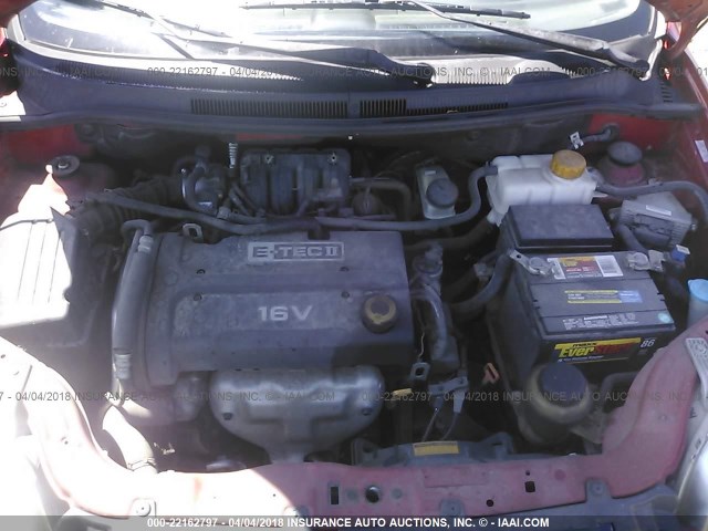 KL1TD56648B147939 - 2008 CHEVROLET AVEO LS RED photo 10
