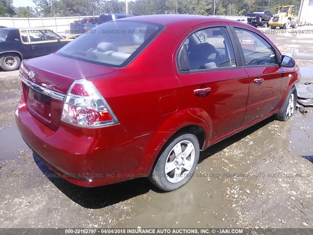 KL1TD56648B147939 - 2008 CHEVROLET AVEO LS RED photo 4