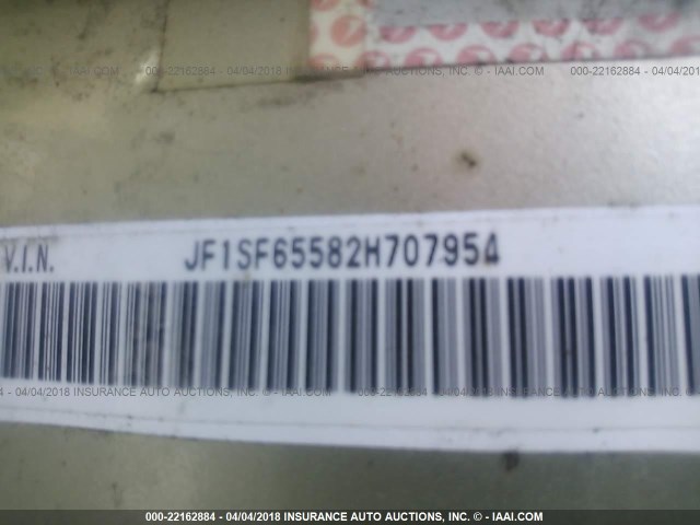 JF1SF65582H707954 - 2002 SUBARU FORESTER S 金色 照片 9