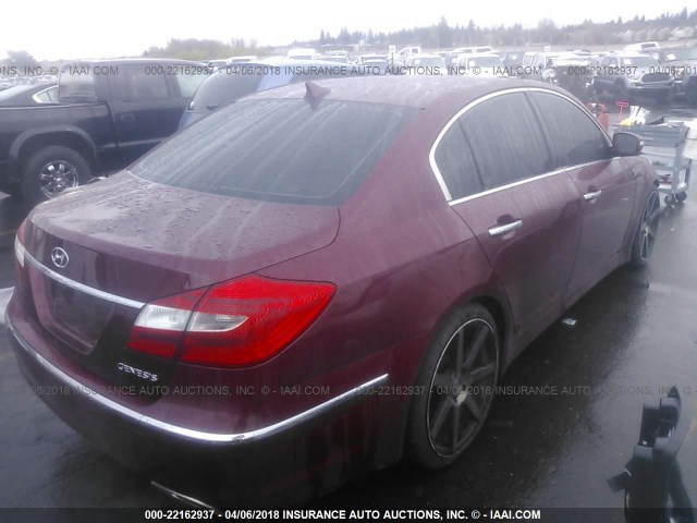 KMHGC4DDXCU179182 - 2012 HYUNDAI GENESIS 3.8L MAROON photo 4