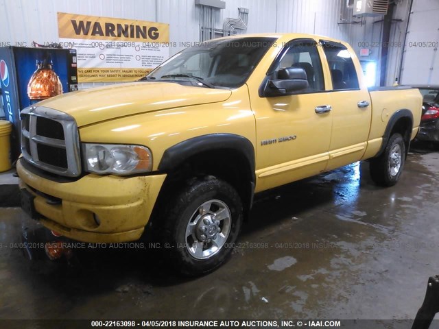 3D7KS28C15G809108 - 2005 DODGE RAM 2500 ST/SLT YELLOW photo 2