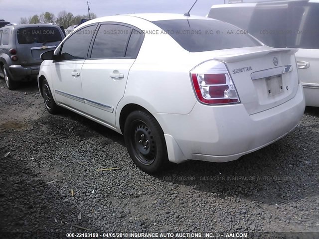 3N1AB6APXBL684738 - 2011 NISSAN SENTRA 2.0/2.0S/SR/2.0SL WHITE photo 3