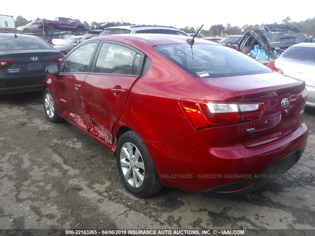 KNADN4A30E6407336 - 2014 KIA RIO EX RED photo 3