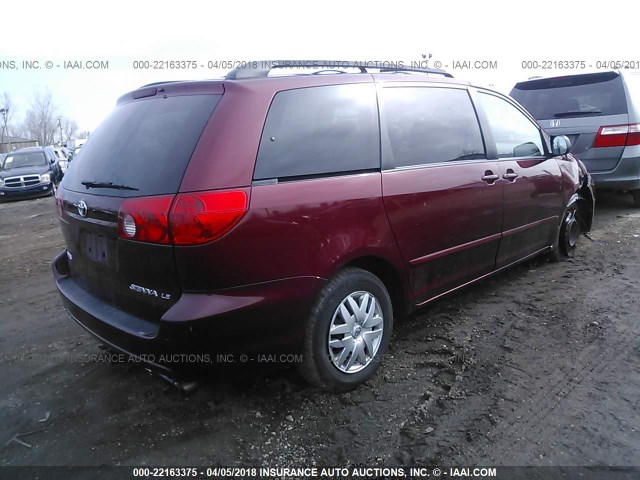 5TDZK23C38S199265 - 2008 TOYOTA SIENNA CE/LE RED photo 4