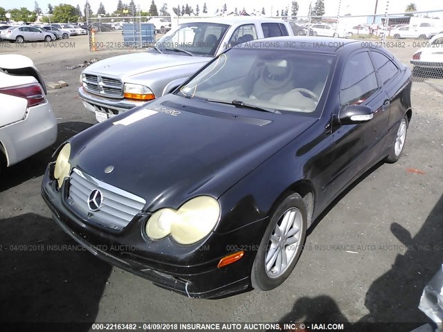 WDBRN47J62A267184 - 2002 MERCEDES-BENZ C 230K SPORT COUPE BLACK photo 2