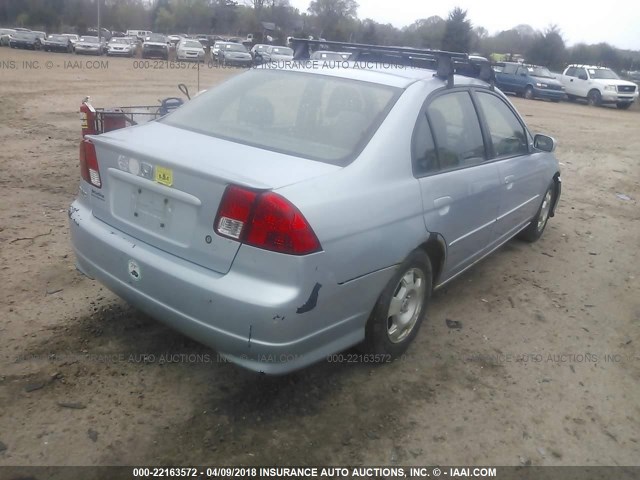 JHMES95635S077814 - 2005 HONDA CIVIC HYBRID Light Blue photo 4