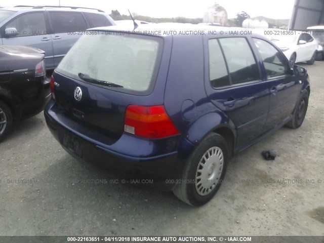 9BWGK61J524030177 - 2002 VOLKSWAGEN GOLF GLS BLUE photo 4