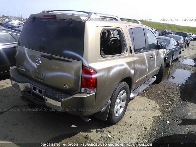 5N1AA08B14N711167 - 2004 NISSAN ARMADA SE/LE GOLD photo 4