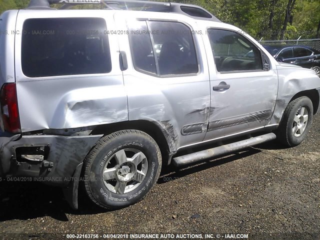 5N1AN08U86C502500 - 2006 NISSAN XTERRA OFF ROAD/S/SE SILVER photo 6