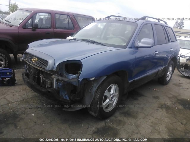 KM8SC83D81U089125 - 2001 HYUNDAI SANTA FE GLS/LX BLUE photo 2