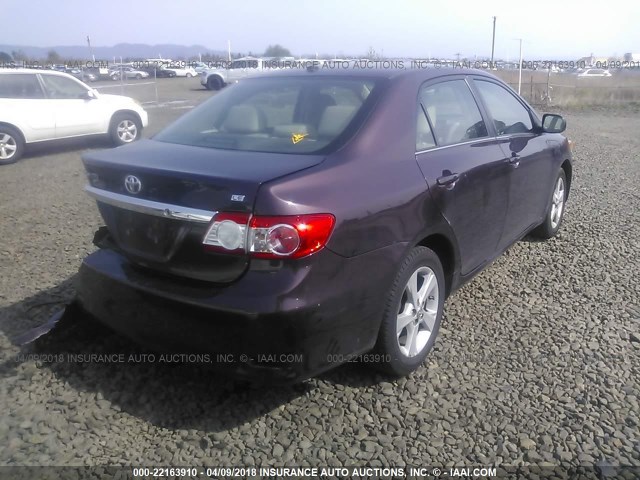 2T1BU4EE6DC084376 - 2013 TOYOTA COROLLA S/LE MAROON photo 4