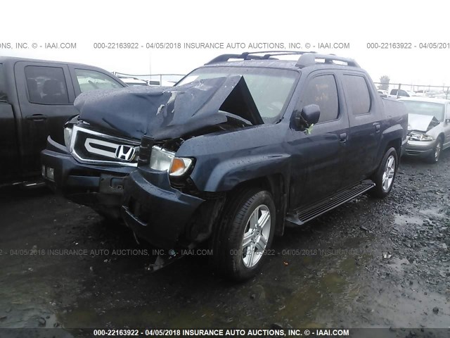 5FPYK1F51AB010150 - 2010 HONDA RIDGELINE RTL Navy photo 2