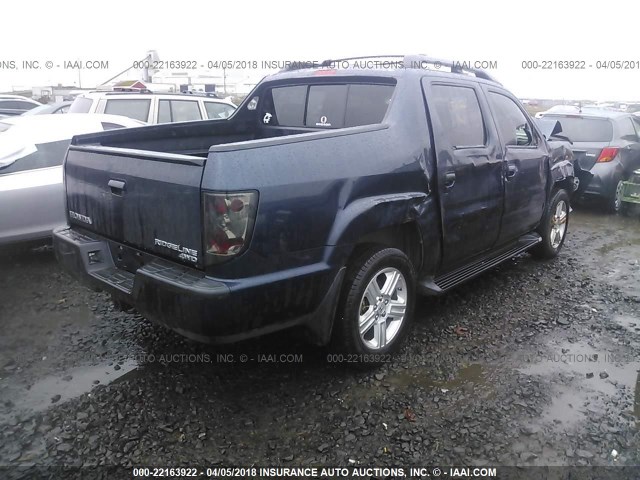 5FPYK1F51AB010150 - 2010 HONDA RIDGELINE RTL Navy photo 4