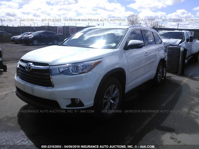 5TDJKRFH1FS082522 - 2015 TOYOTA HIGHLANDER XLE WHITE photo 2