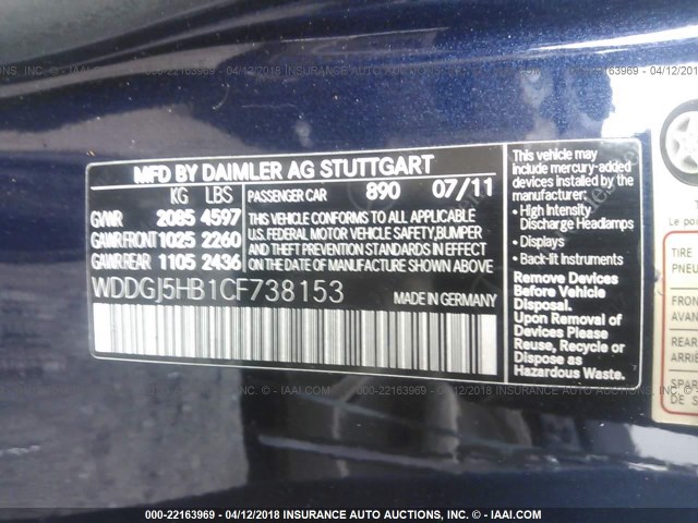 WDDGJ5HB1CF738153 - 2012 MERCEDES-BENZ C 350 Dark Blue photo 9