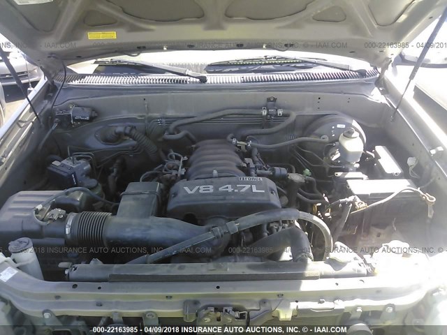 5TBET34185S474406 - 2005 TOYOTA TUNDRA DOUBLE CAB SR5 GOLD photo 10