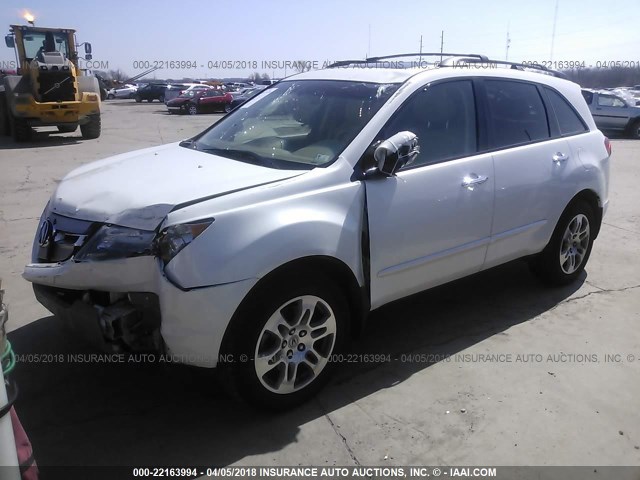 2HNYD28427H553632 - 2007 ACURA MDX TECHNOLOGY WHITE photo 2