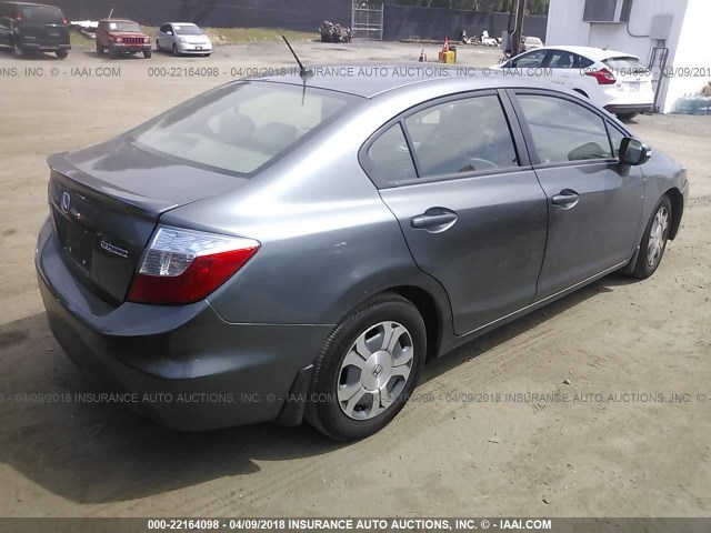 JHMFB4F2XCS010465 - 2012 HONDA CIVIC HYBRID GRAY photo 4