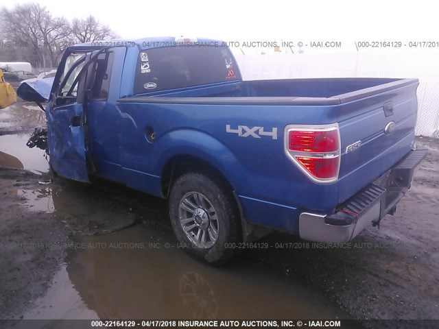 1FTFX1EV5AFB12176 - 2010 FORD F150 SUPER CAB BLUE photo 3