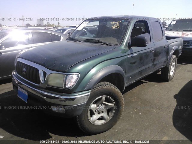 5TEGN92NX2Z057287 - 2002 TOYOTA TACOMA DOUBLE CAB PRERUNNER GREEN photo 2