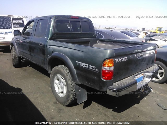 5TEGN92NX2Z057287 - 2002 TOYOTA TACOMA DOUBLE CAB PRERUNNER GREEN photo 3