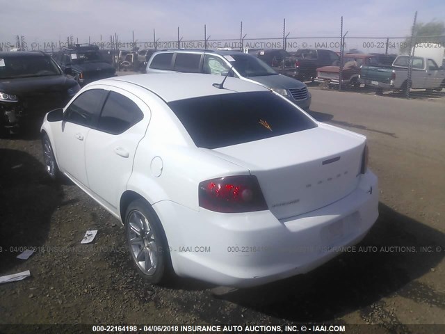 1C3CDZCB3DN746653 - 2013 DODGE AVENGER SXT WHITE photo 3