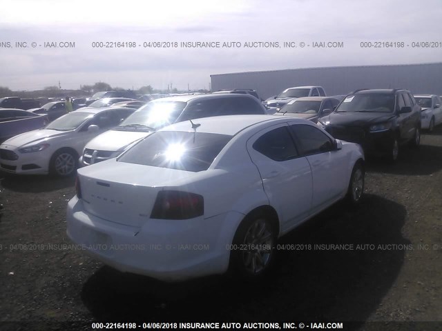 1C3CDZCB3DN746653 - 2013 DODGE AVENGER SXT WHITE photo 4